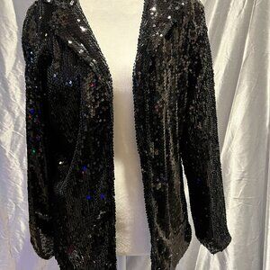 SHEIN Black Sequin lined Blazer Sz XL